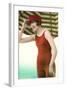 Woman in Old Fashioned Bathing Costume-null-Framed Art Print