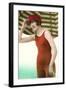 Woman in Old Fashioned Bathing Costume-null-Framed Art Print