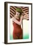 Woman in Old Fashioned Bathing Costume-null-Framed Art Print