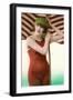 Woman in Old Fashioned Bathing Costume-null-Framed Art Print