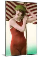 Woman in Old Fashioned Bathing Costume-null-Mounted Art Print