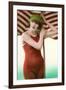 Woman in Old Fashioned Bathing Costume-null-Framed Art Print