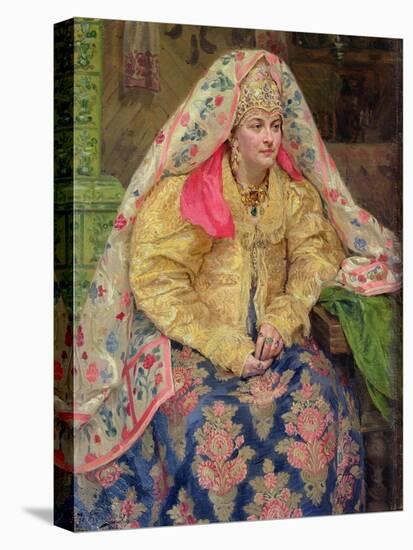 Woman in Old Russian Dress, 1916-Ivan Semyonovich Kulikov-Stretched Canvas