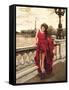 Woman in Paris-Edoardo Rovere-Framed Stretched Canvas