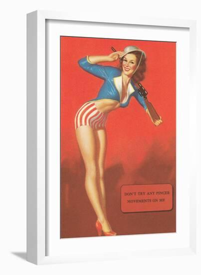 Woman in Patriotic Outfit-null-Framed Art Print