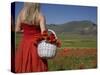 Woman in Poppy Field, Castelluccio Di Norcia, Norcia, Umbria, Italy, Europe-Angelo Cavalli-Stretched Canvas