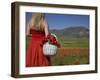 Woman in Poppy Field, Castelluccio Di Norcia, Norcia, Umbria, Italy, Europe-Angelo Cavalli-Framed Photographic Print