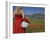 Woman in Poppy Field, Castelluccio Di Norcia, Norcia, Umbria, Italy, Europe-Angelo Cavalli-Framed Photographic Print