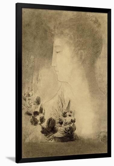 Woman in profile with a Laurel Wreath-Odilon Redon-Framed Giclee Print