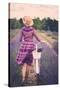 Woman in Purple Dress and Hat with Retro Bicycle in Lavender Field-NejroN Photo-Stretched Canvas