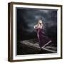 Woman in Purple Dress Walking on Dirty Road-brickrena-Framed Photographic Print