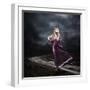 Woman in Purple Dress Walking on Dirty Road-brickrena-Framed Photographic Print