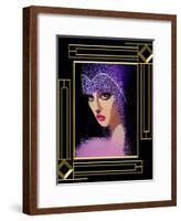 Woman In Purple Hat Frame 3-Art Deco Designs-Framed Giclee Print