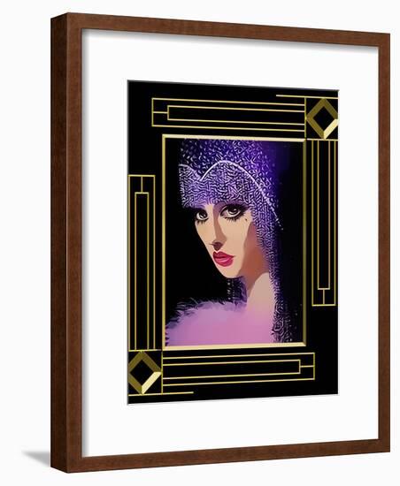 Woman In Purple Hat Frame 3-Art Deco Designs-Framed Giclee Print