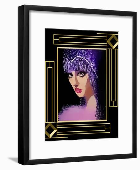 Woman In Purple Hat Frame 3-Art Deco Designs-Framed Giclee Print