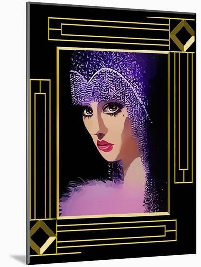 Woman In Purple Hat Frame 3-Art Deco Designs-Mounted Giclee Print