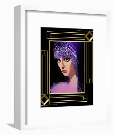 Woman In Purple Hat Frame 3-Art Deco Designs-Framed Giclee Print