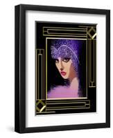 Woman In Purple Hat Frame 3-Art Deco Designs-Framed Giclee Print