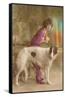 Woman in Purple with Borzoi-null-Framed Stretched Canvas