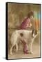 Woman in Purple with Borzoi-null-Framed Stretched Canvas