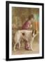 Woman in Purple with Borzoi-null-Framed Art Print