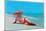 Woman in Red and White Bathing Suit and Hat-null-Mounted Art Print