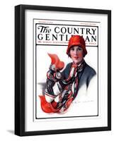 "Woman in Red Cloche and Scarf," Country Gentleman Cover, November 8, 1924-Katherine R. Wireman-Framed Giclee Print