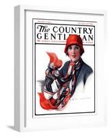 "Woman in Red Cloche and Scarf," Country Gentleman Cover, November 8, 1924-Katherine R. Wireman-Framed Giclee Print
