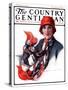 "Woman in Red Cloche and Scarf," Country Gentleman Cover, November 8, 1924-Katherine R. Wireman-Stretched Canvas