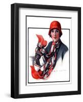 "Woman in Red Cloche and Scarf,"November 8, 1924-Katherine R. Wireman-Framed Premium Giclee Print