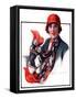 "Woman in Red Cloche and Scarf,"November 8, 1924-Katherine R. Wireman-Framed Stretched Canvas