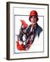 "Woman in Red Cloche and Scarf,"November 8, 1924-Katherine R. Wireman-Framed Giclee Print