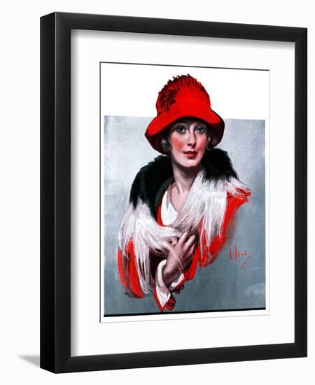 "Woman in Red Hat,"March 3, 1923-Neysa Mcmein-Framed Premium Giclee Print