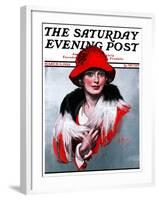 "Woman in Red Hat," Saturday Evening Post Cover, March 3, 1923-Neysa Mcmein-Framed Giclee Print