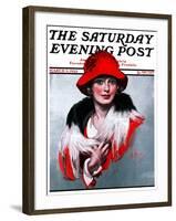 "Woman in Red Hat," Saturday Evening Post Cover, March 3, 1923-Neysa Mcmein-Framed Giclee Print