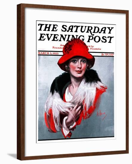 "Woman in Red Hat," Saturday Evening Post Cover, March 3, 1923-Neysa Mcmein-Framed Giclee Print