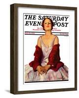 "Woman in Red Stole," Saturday Evening Post Cover, July 22, 1933-Penrhyn Stanlaws-Framed Giclee Print