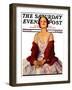 "Woman in Red Stole," Saturday Evening Post Cover, July 22, 1933-Penrhyn Stanlaws-Framed Giclee Print