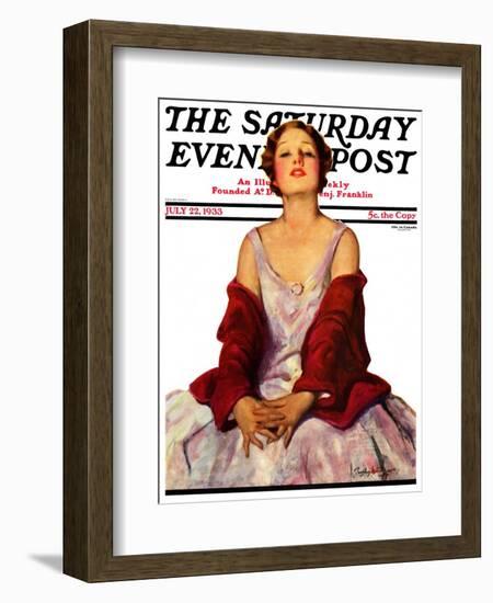 "Woman in Red Stole," Saturday Evening Post Cover, July 22, 1933-Penrhyn Stanlaws-Framed Giclee Print