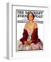 "Woman in Red Stole," Saturday Evening Post Cover, July 22, 1933-Penrhyn Stanlaws-Framed Giclee Print