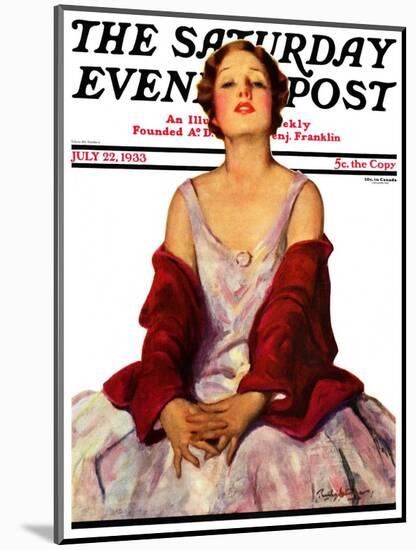 "Woman in Red Stole," Saturday Evening Post Cover, July 22, 1933-Penrhyn Stanlaws-Mounted Giclee Print