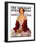 "Woman in Red Stole," Saturday Evening Post Cover, July 22, 1933-Penrhyn Stanlaws-Framed Premium Giclee Print