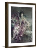 Woman in Rose, Olivia De Subercaseaux Concha-Giovanni Boldini-Framed Art Print