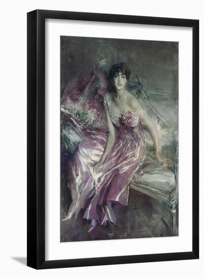 Woman in Rose, Olivia De Subercaseaux Concha-Giovanni Boldini-Framed Art Print