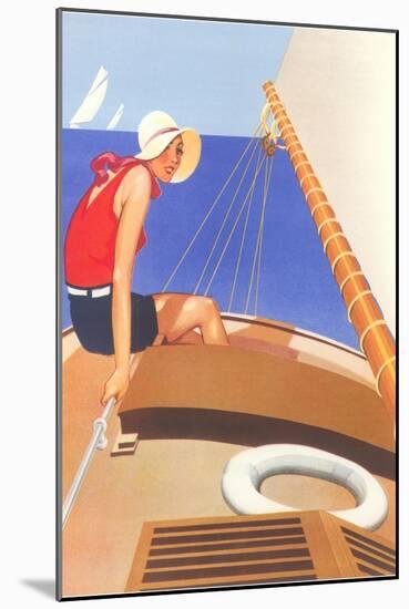 Woman in Sailboat-null-Mounted Art Print