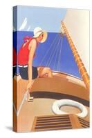 Woman in Sailboat-null-Stretched Canvas