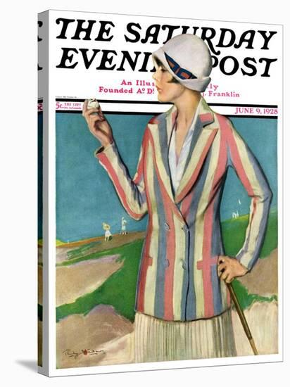 "Woman in Sandtrap," Saturday Evening Post Cover, June 9, 1928-Penrhyn Stanlaws-Stretched Canvas