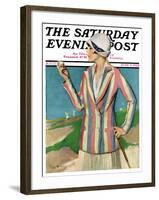 "Woman in Sandtrap," Saturday Evening Post Cover, June 9, 1928-Penrhyn Stanlaws-Framed Giclee Print