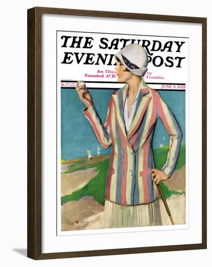 "Woman in Sandtrap," Saturday Evening Post Cover, June 9, 1928-Penrhyn Stanlaws-Framed Giclee Print