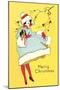 Woman in Santa Claus Dress-null-Mounted Art Print